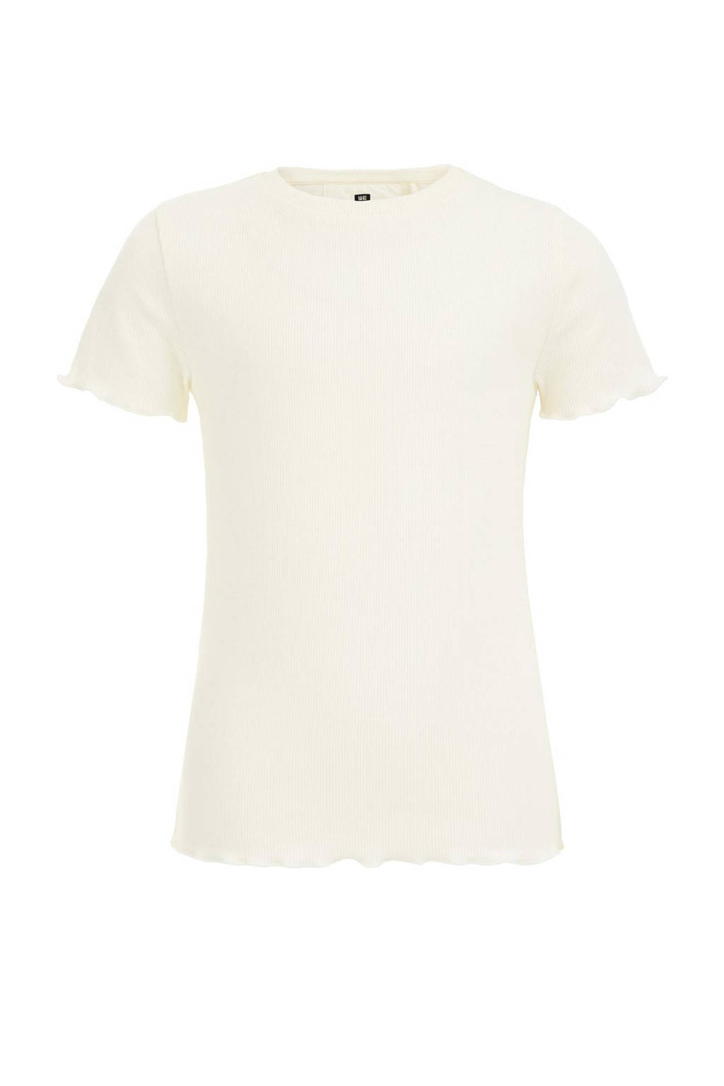 WE Fashion ribgebreid T-shirt offwhite