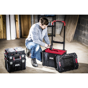 SKIL Gereedschapswagen / gereedschapstrolley met 4-in-1 grote stapelbare gereedschapskoffer set