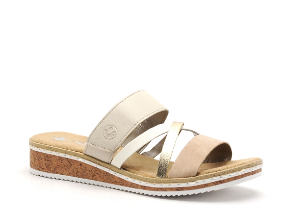Rieker mules et sabots plats femme v3652 beige