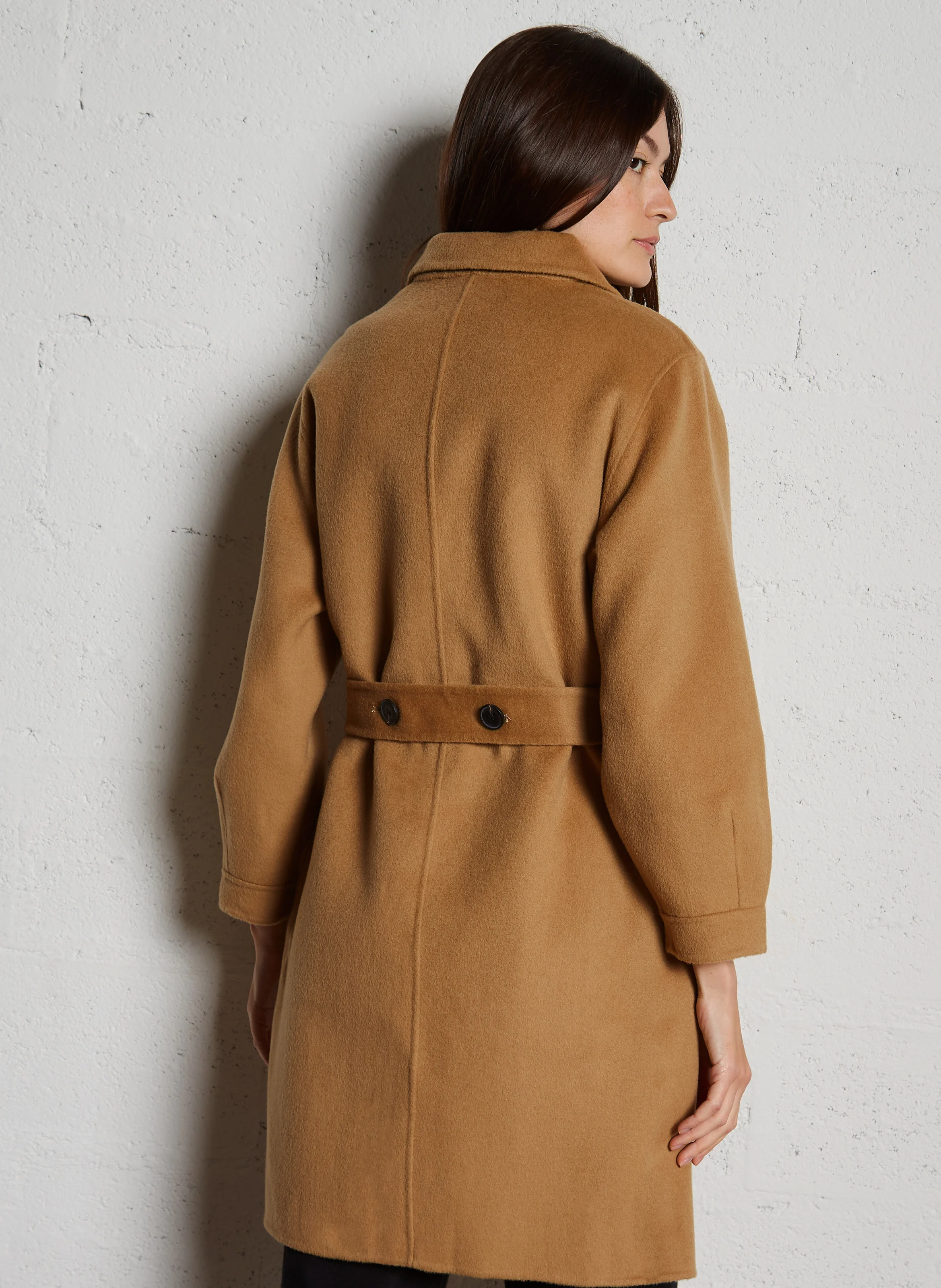 GERMAINE - Manteau col classique en laine | Marron