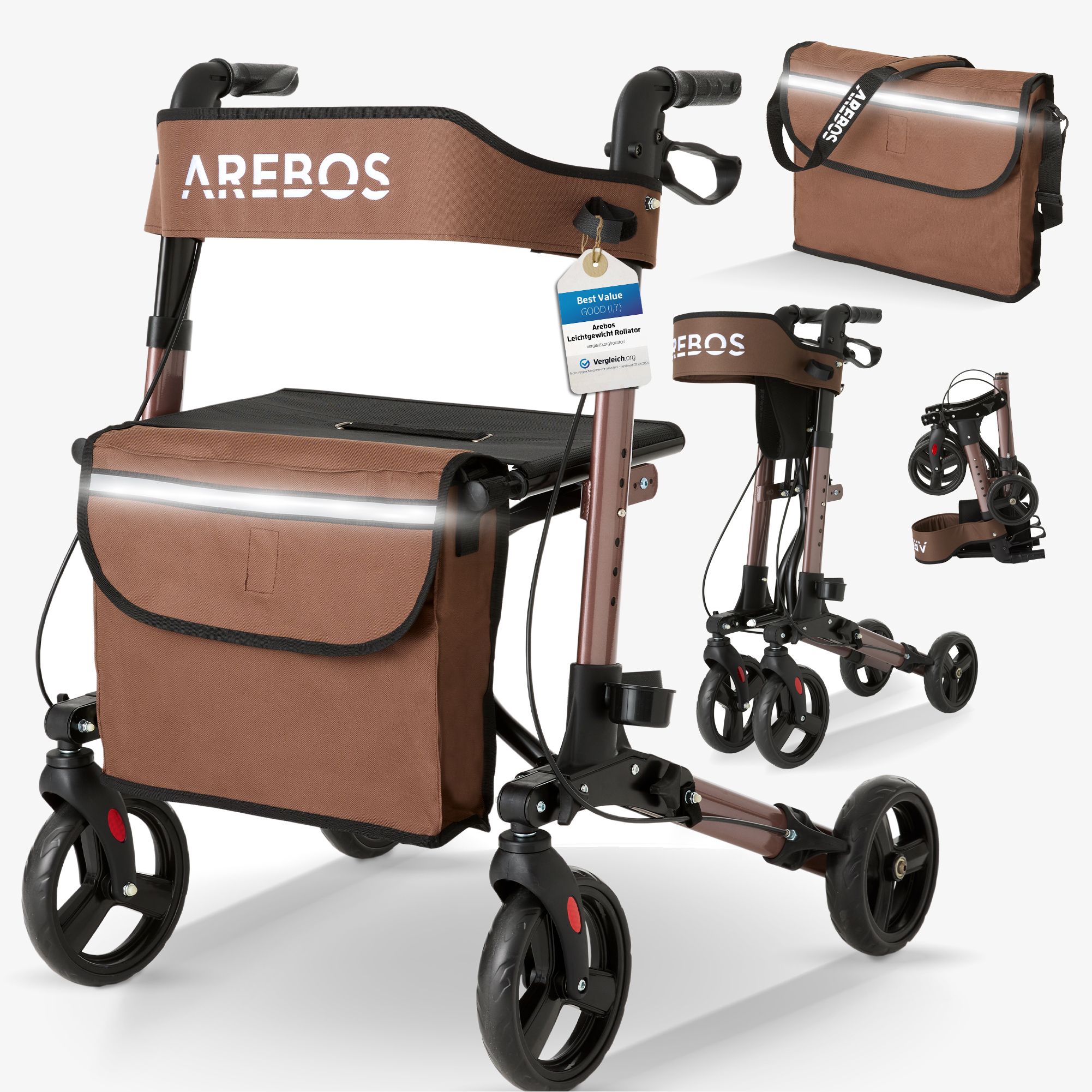 Alu Rollator Klappbar inkl. Einkaufstasche
