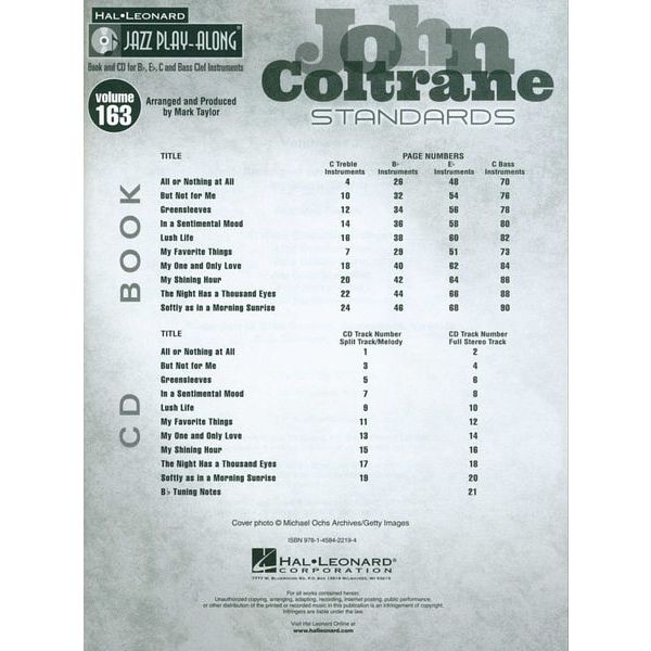 Hal Leonard Jazz Play-Along John Coltrane