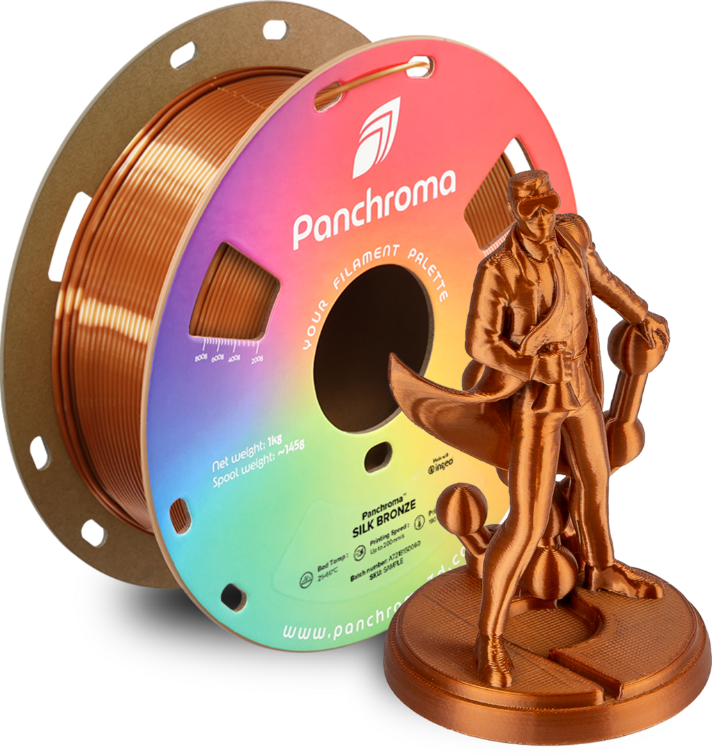 Polymaker  Panchroma™ PLA Silk Bronze, 1,75 mm / 1000 g    Der Glanz der Eleganz in Bronze
