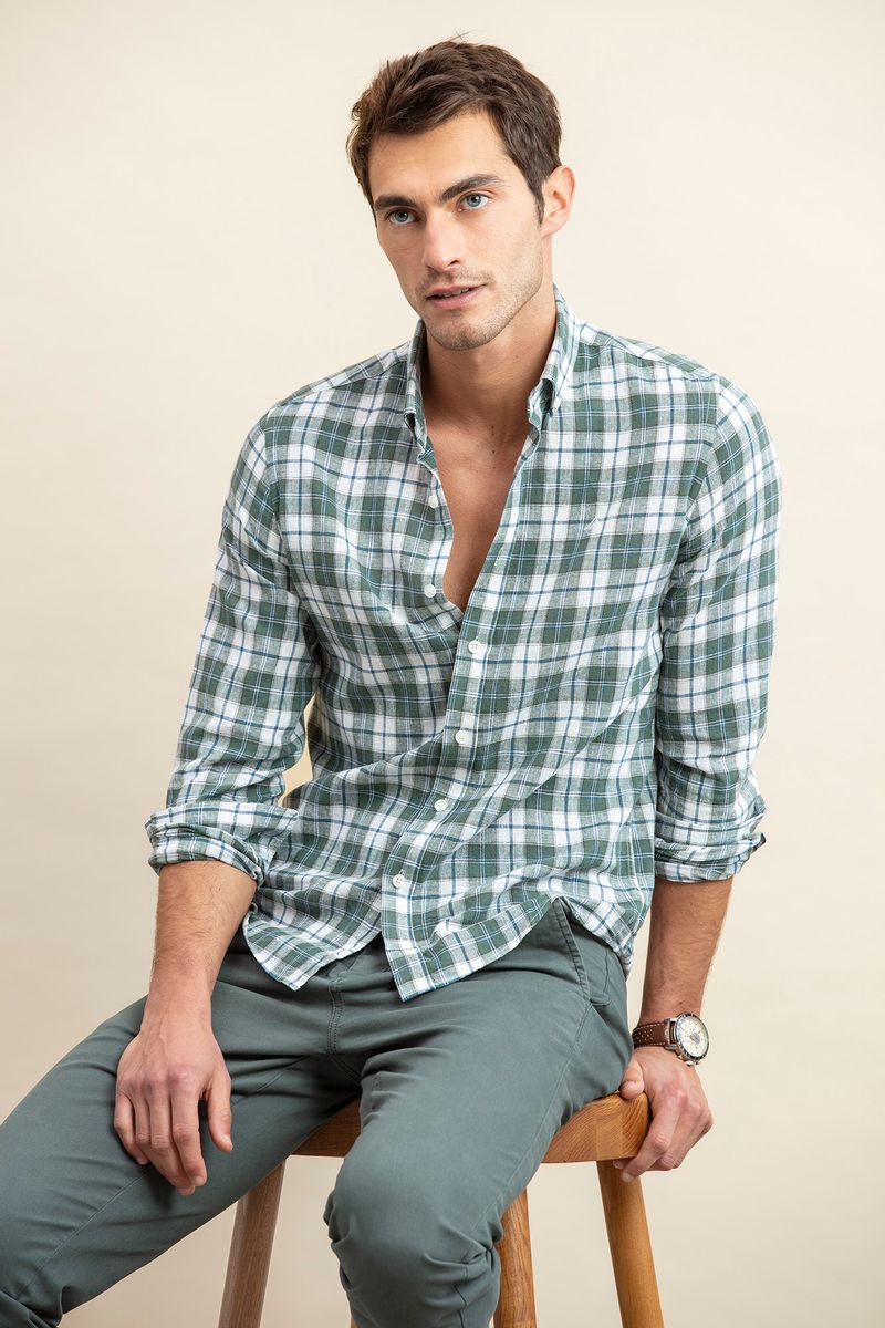 CAMISA ALGODÃO/LINHO QUADRADOS