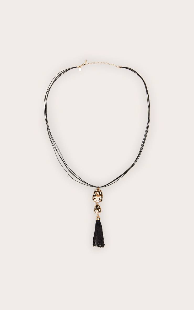 Doré Collier Drapé À Pendentif Martelé Et Pompon
