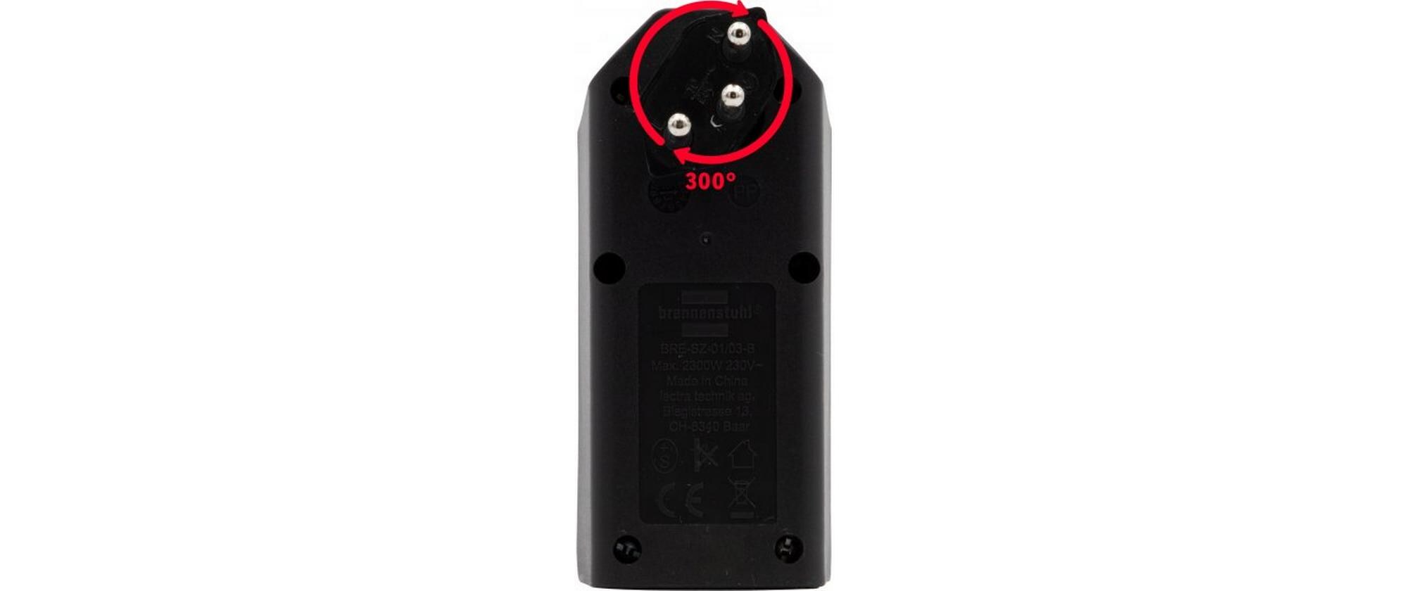 Abzweigstecker 3 x T13, 300° drehbar, SchwarzMehrfachstecker 230 V ohne Schalter
