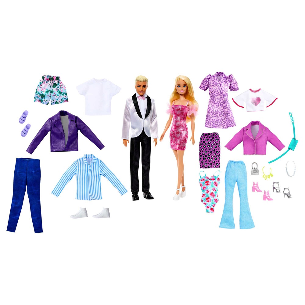 Barbie- und Ken-Puppen-Modeset mit Kleidung und Accessoires