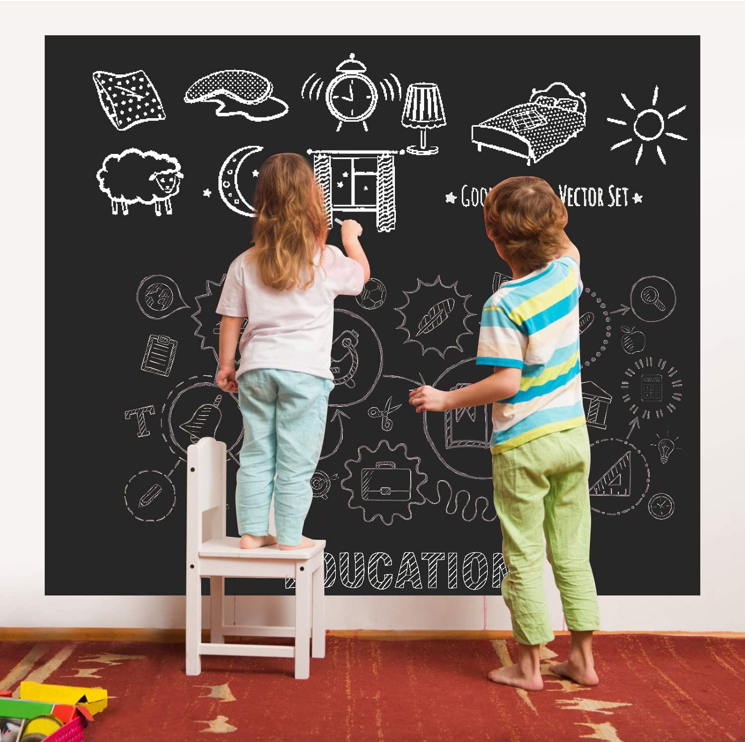 (90x200cm) Selbstklebende Wandtafel Folie Black Board Sticker