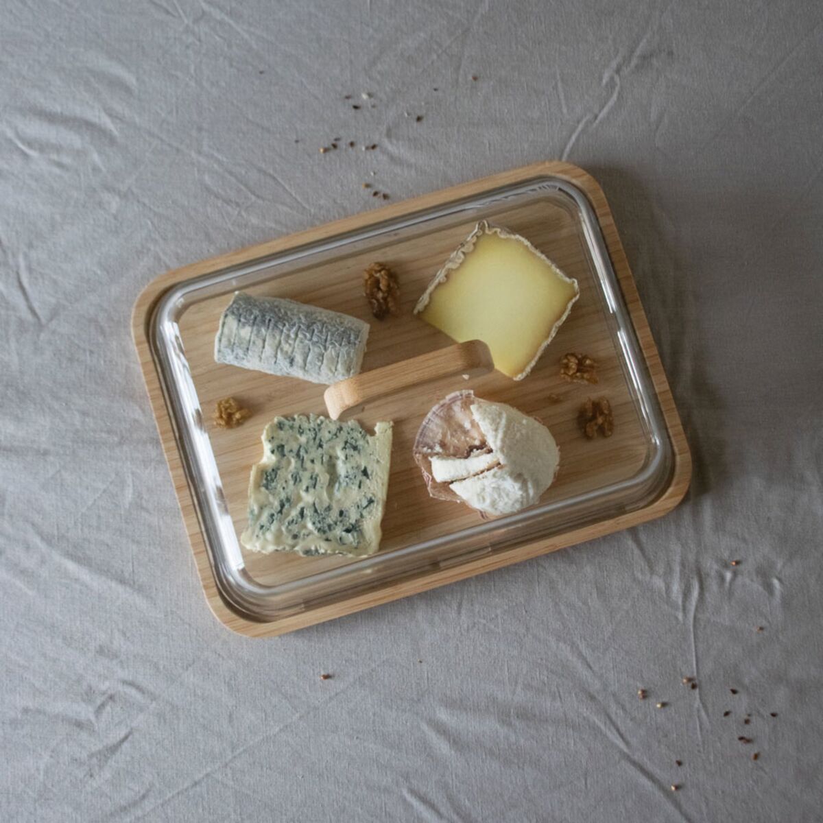 Osteklokke 34 x 25 x 9,5 cm, glass/bambus