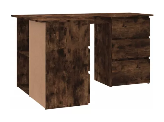 Bureau d'angle Chêne fumé 145x100x76 cm Bois d'ingénierie