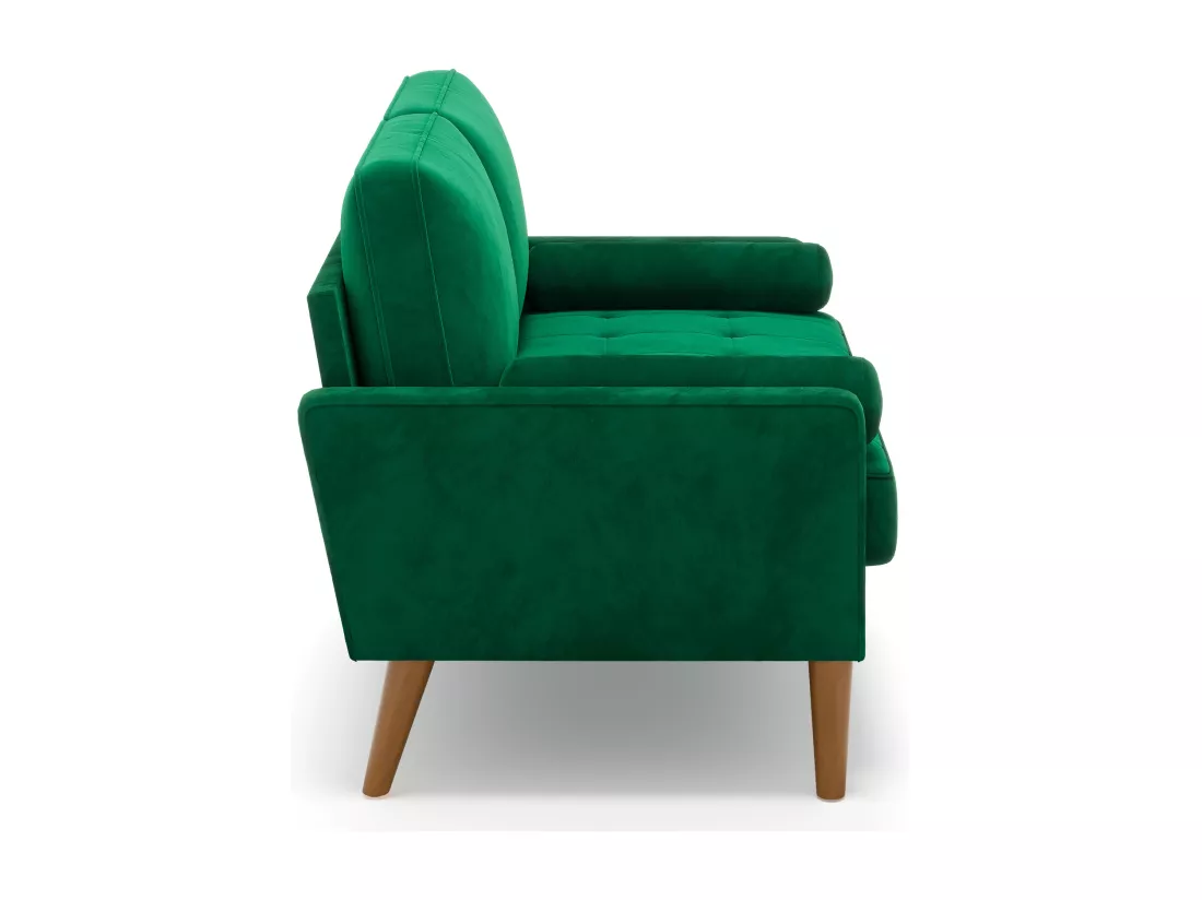 Canapé à 2 Places Scandinave,Mini Canapé à Bras Roulés en Velours Loveseat,Fauteuil Salon avec Accoudoirs,121x77x87cm - Vert