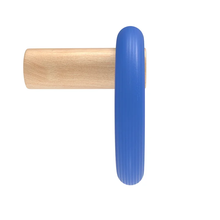 Hartô - Fernand Garderobenhaken, horizontal, Eiche natur / electric blue