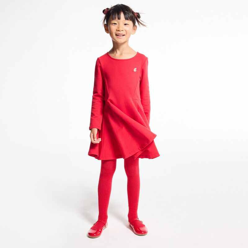Robe unie en jersey milano rouge fille