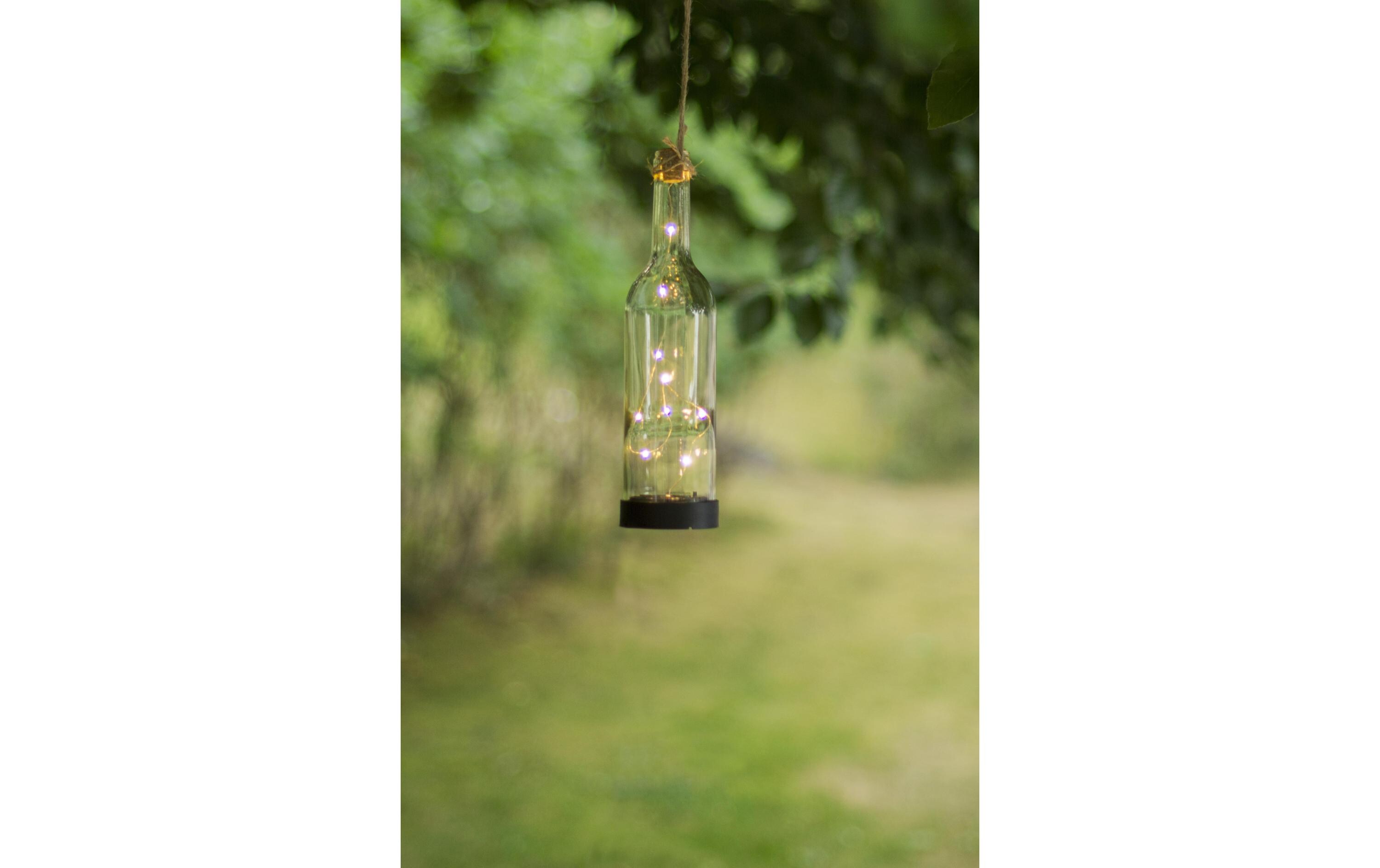Laterne Solar Bottle, TransparentGlasflasche mit Lichterkette
