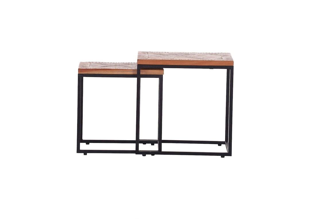 INTERhome Beistelltisch SIESTA 2er Set Recycled Altholz/Metall