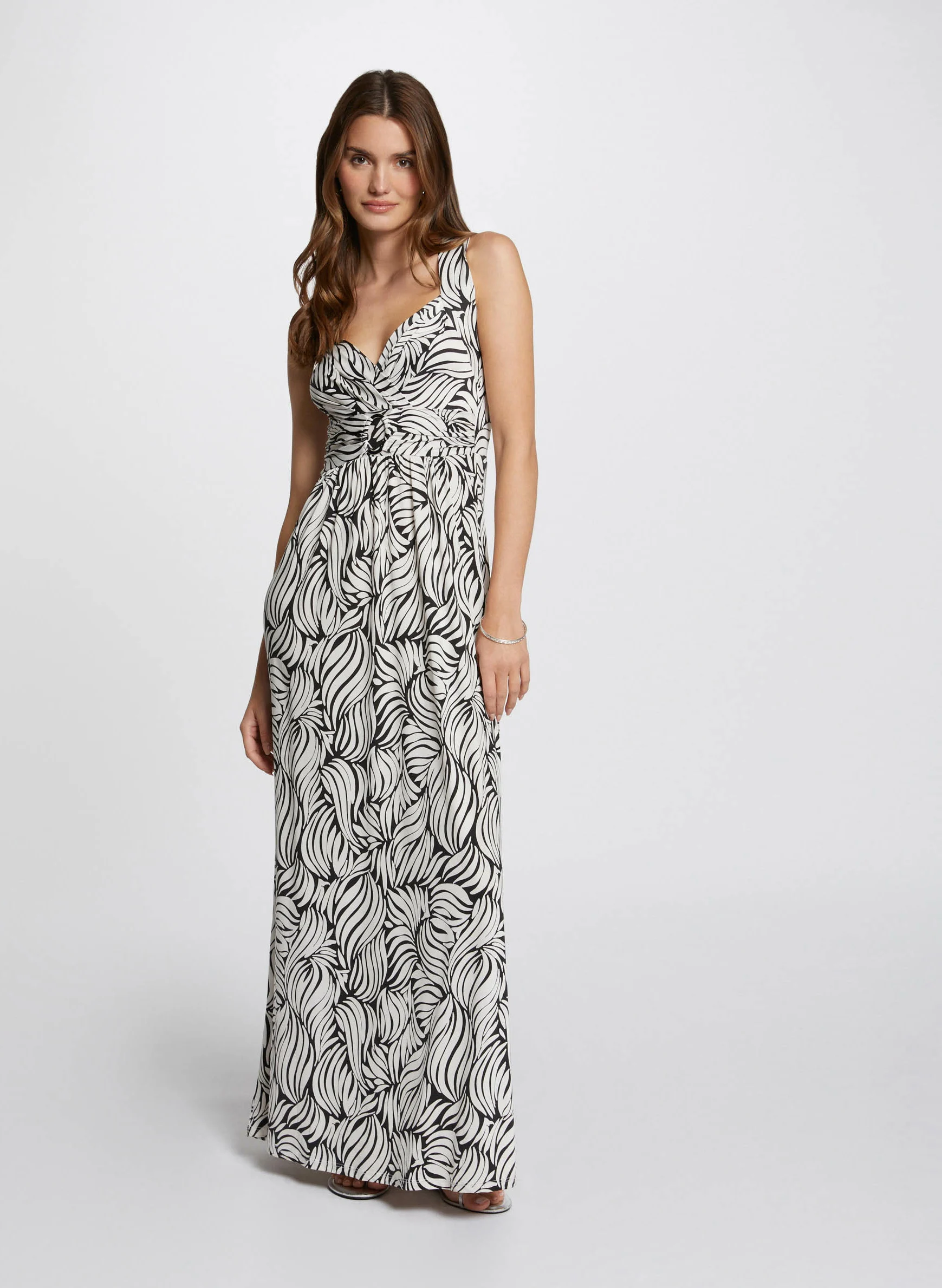 RDELTI - Robe longue ceinturée imprimée| Multicolore