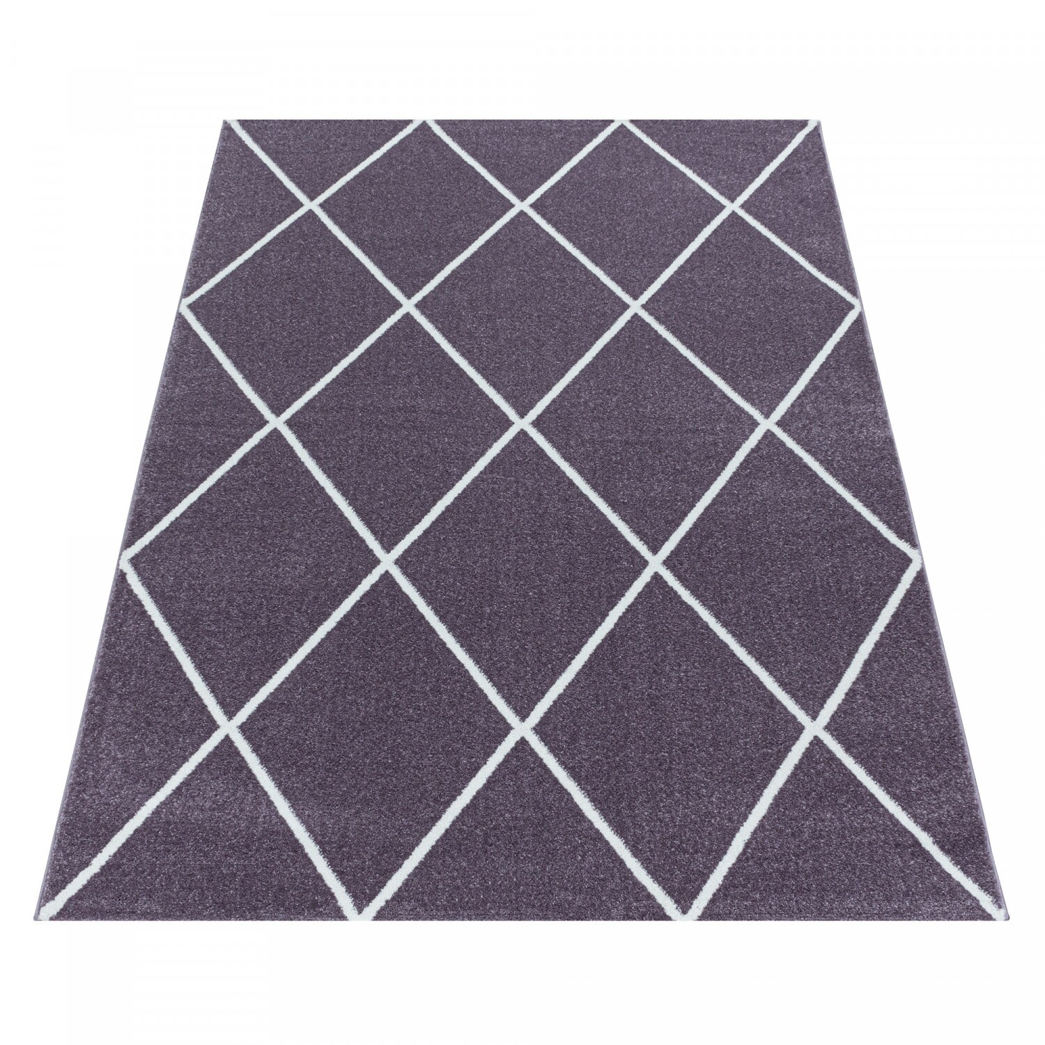 Stilvoller Designer Teppich: Moderner Kurzflor, Rautenmuster für das Wohnzimmer