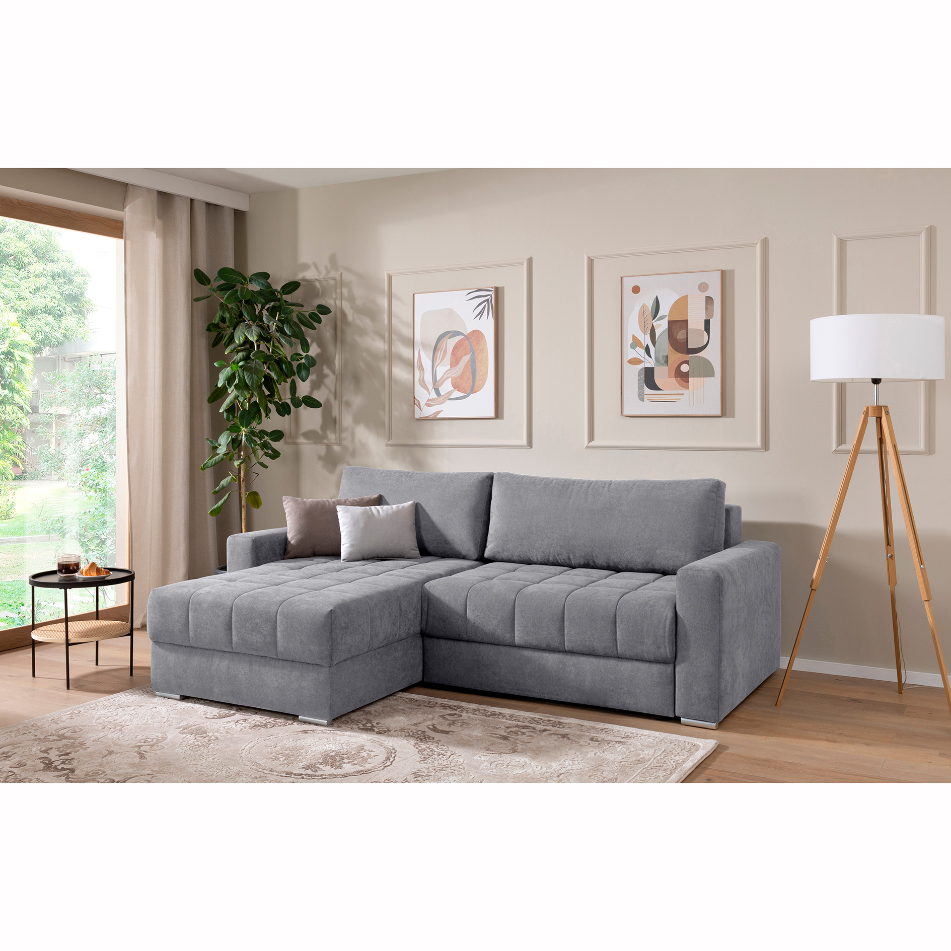 Ecksofa - grau - mit Staukasten - 235x172 cm