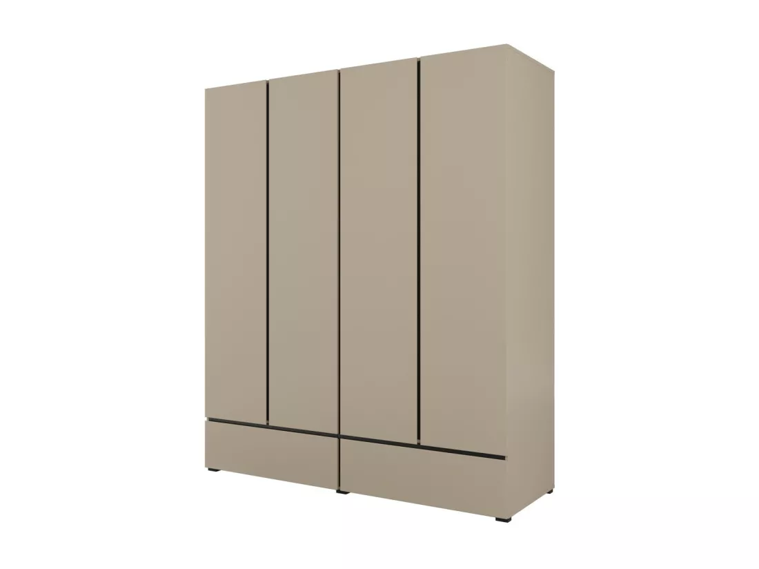 Armoire HAVANA 180 cm – Beige et noir – 4 portes et 2 tiroirs – Élégance moderne et rangement XXL