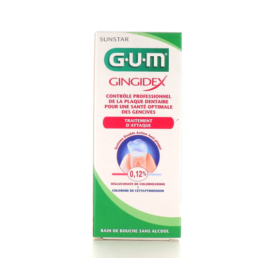 Gum Gingidex 0,12% bain de bouche anti plaque - Traitement d'attaque
