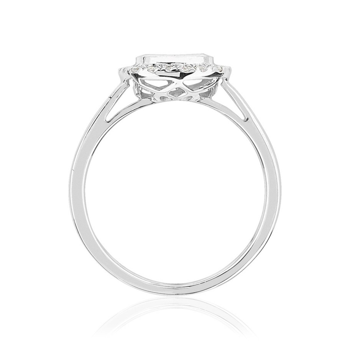 Bague or 750 blanc carrée diamants synthétiques 0,50 carat