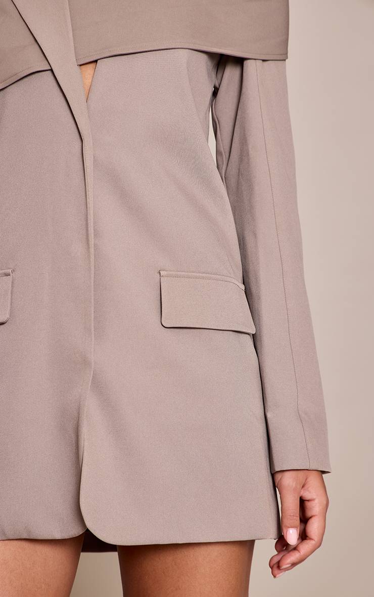 Gris Robe Blazer À Détail Foulard Tissé