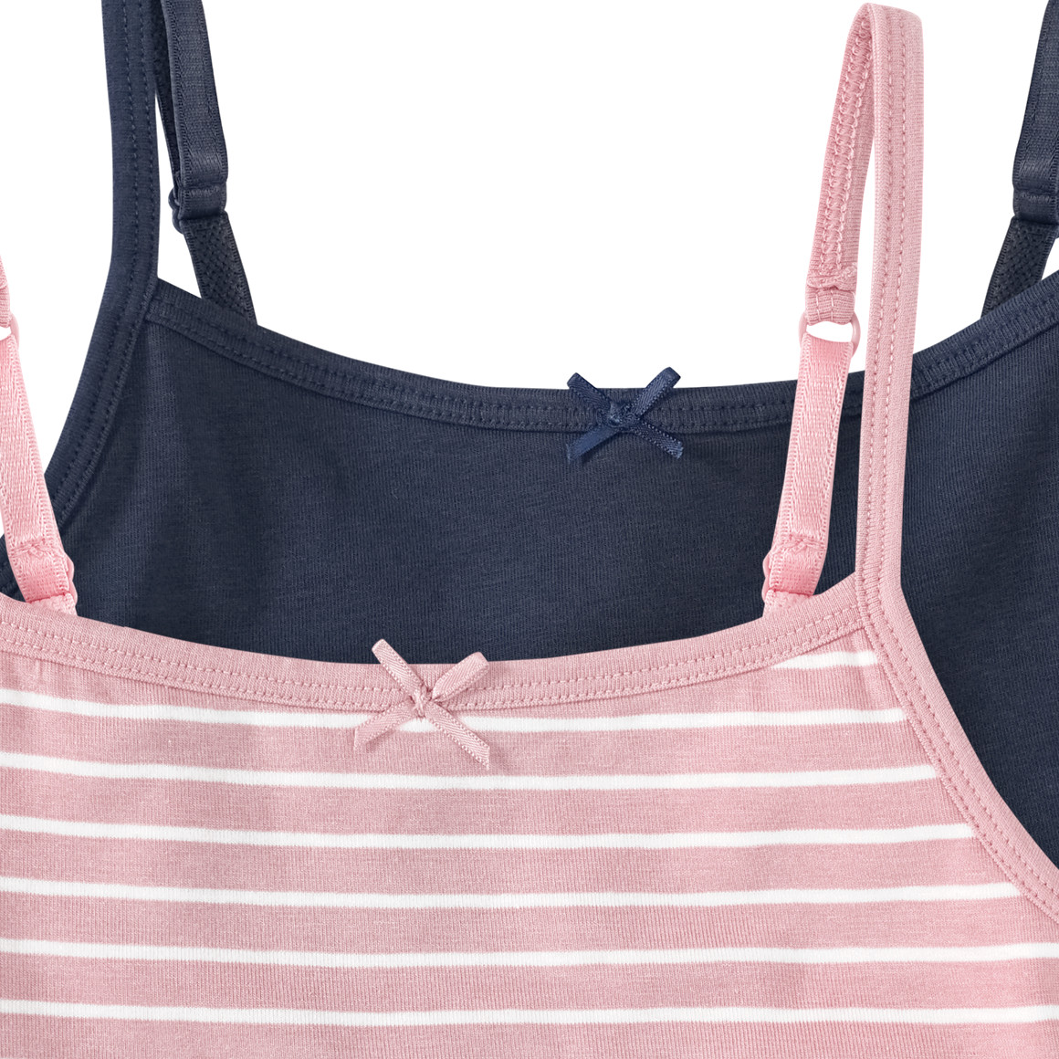 Famy 2 Mädchen Bustiers aus Bio-Baumwolle rosa / dunkelblau