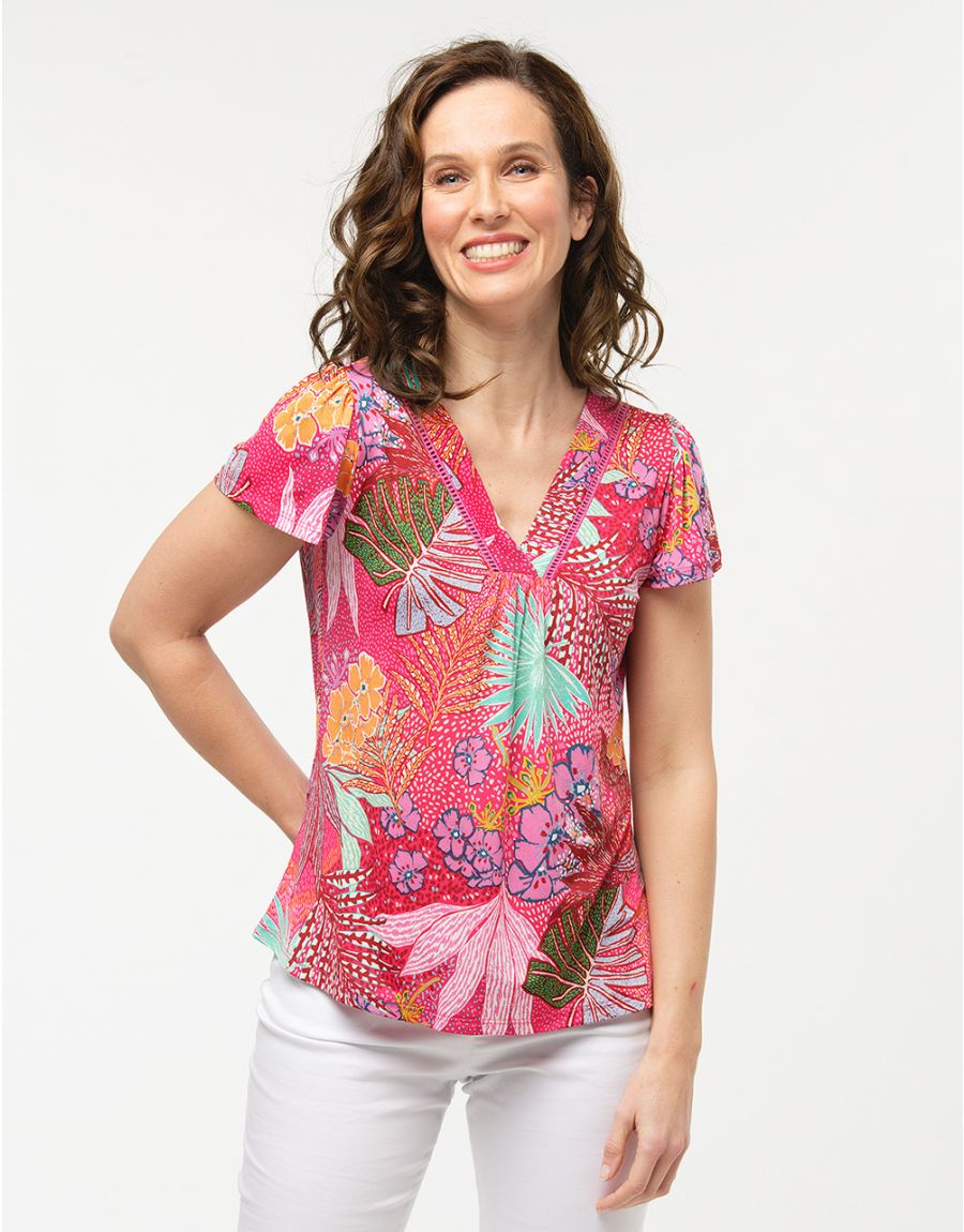T-shirt tropical fuchsia