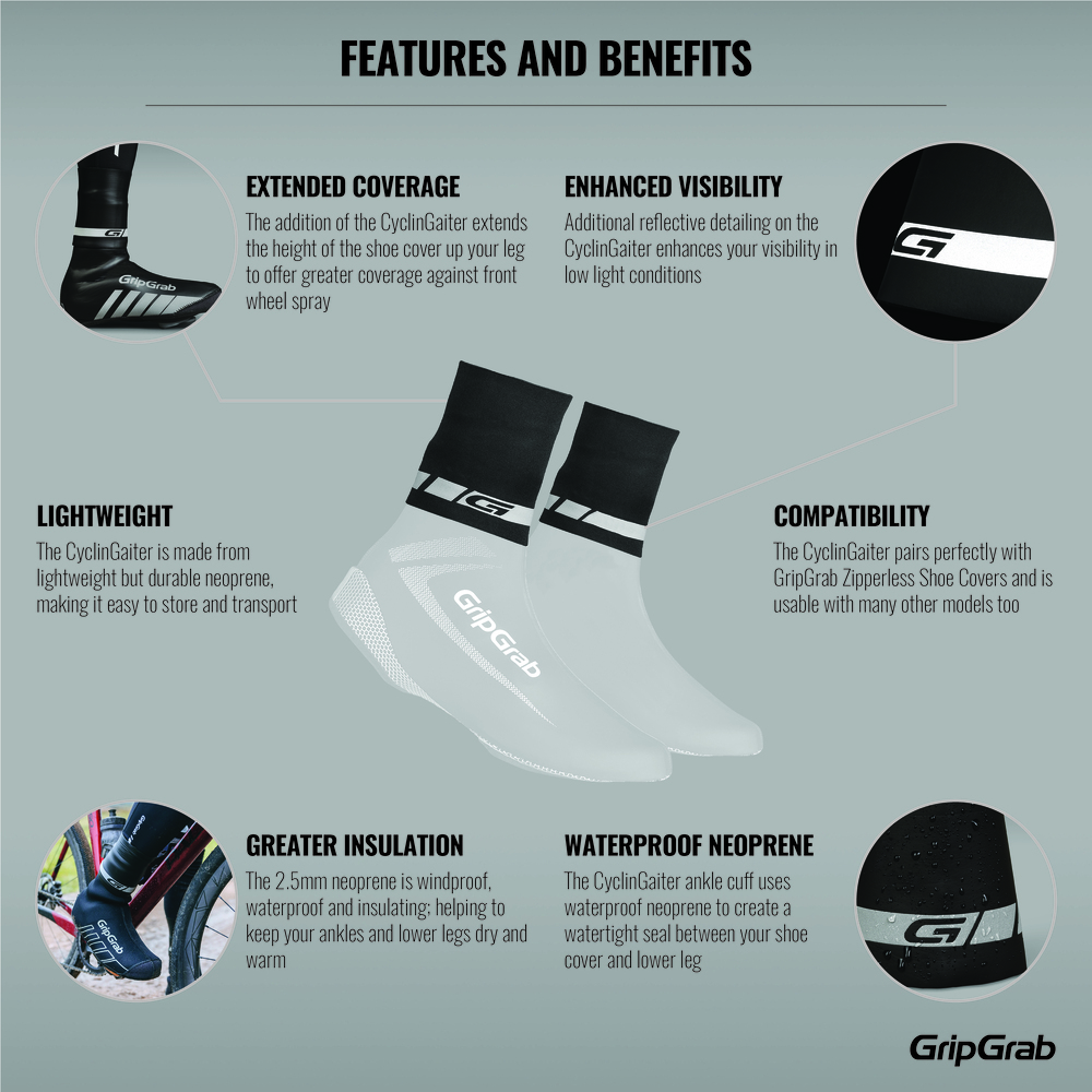 GripGrab CyclinGaitor Regnvejrs Ankle Cuff sort