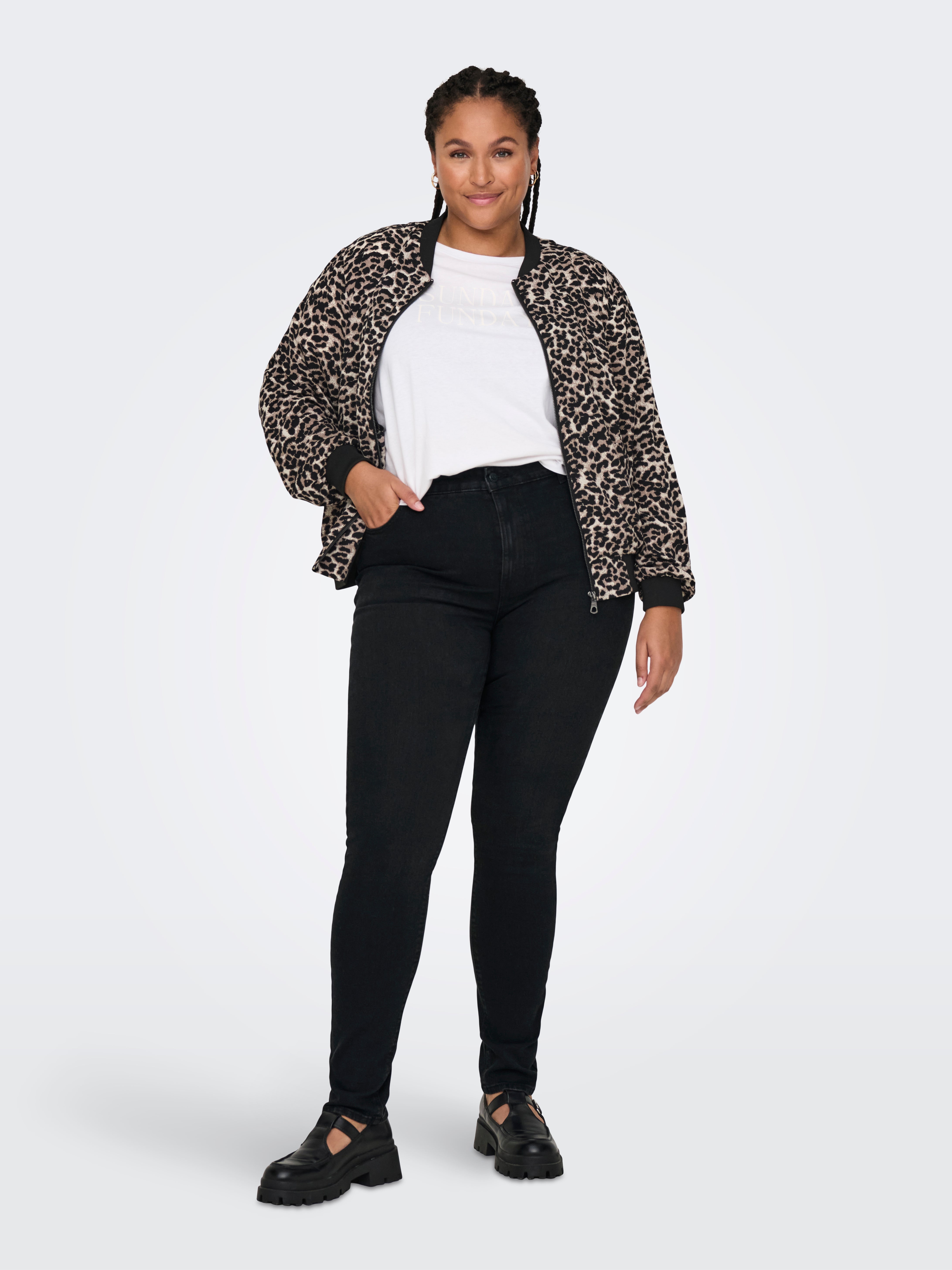 CARLUNA Hohe Taille Skinny Fit Jeans Washed Black