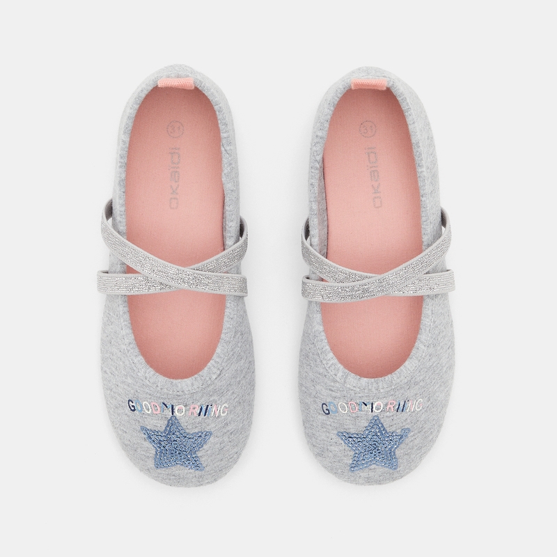 Chaussons ballerines étoile grises fille