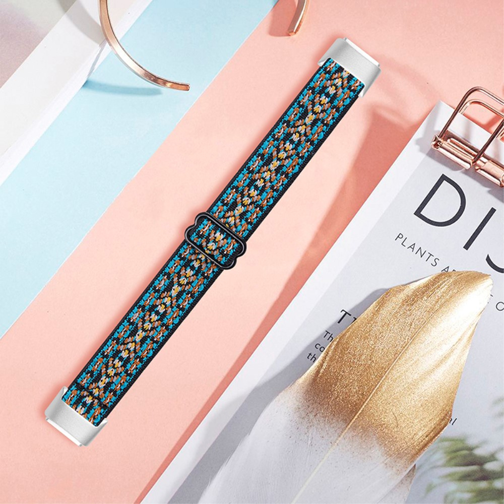 Fitbit Luxe / Luxe Special Edition Elastisches Nylon Gummi Armband (Gelenkumfang: 142-216mm) - Schwarz / Türkis / Braun
