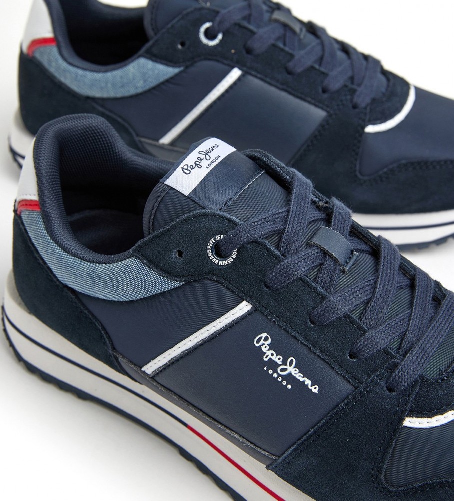 Tênis Pepe Jeans Tour Basic de couro azul marinho