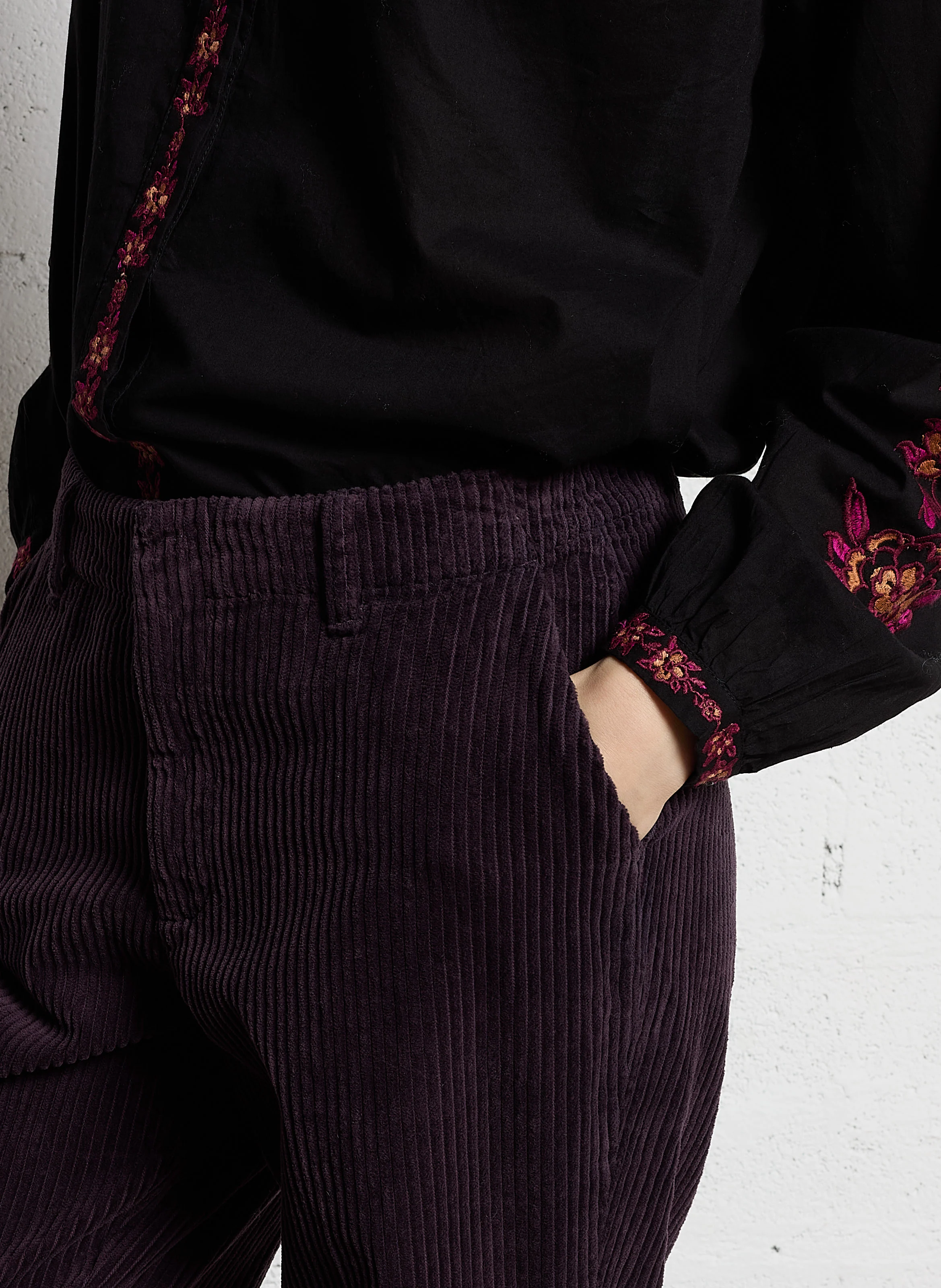 LOGAN - Pantalon droit en coton côtelé | Violet