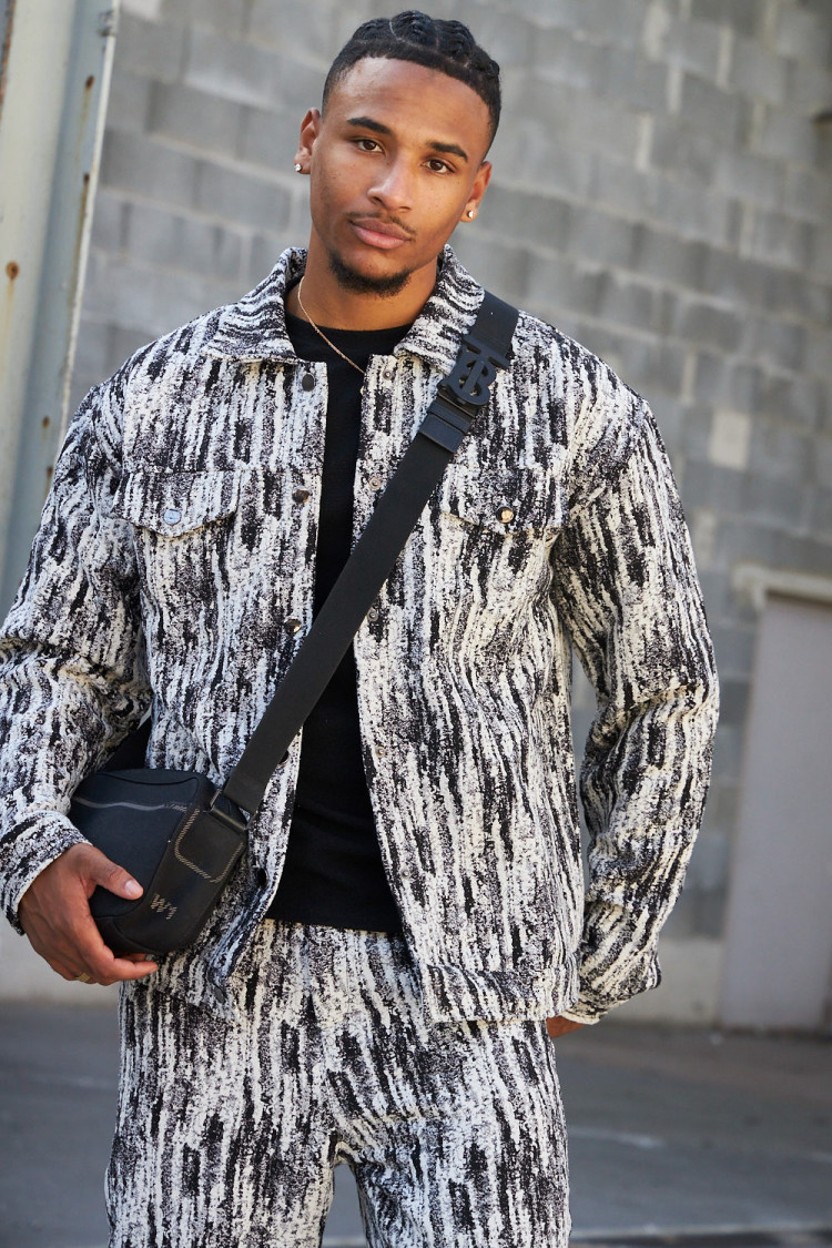 Ensemble 2 pièces veste + pantalon noir/blanc