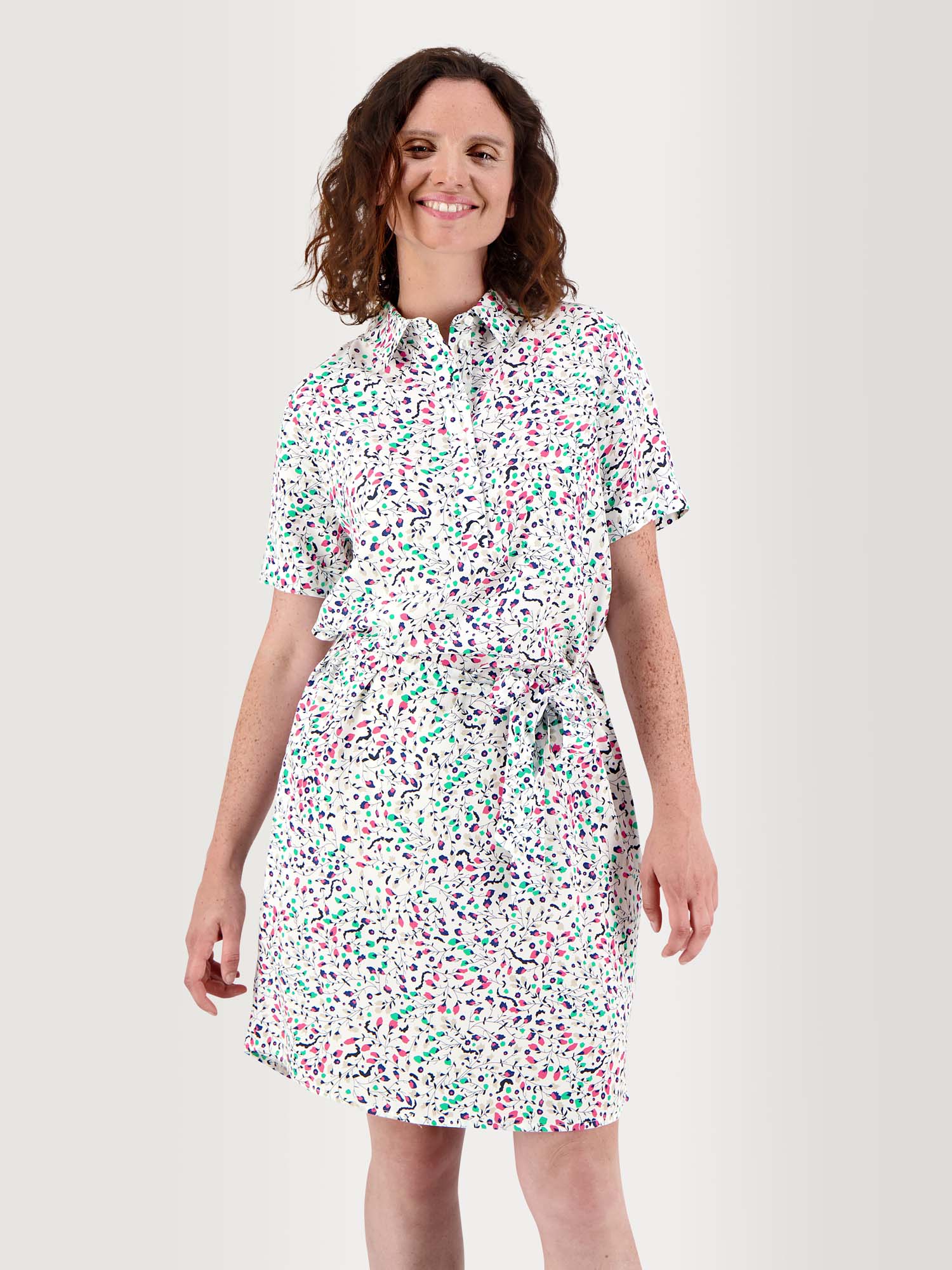 Robe Chemise Femme Motif Floral Multico