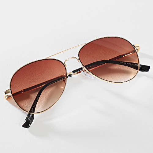 Lunettes De Soleil Doré Marron Dégradé