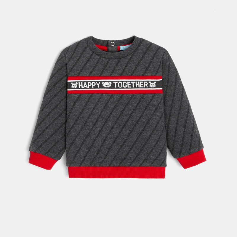 Sweat jersey matelassé gris bébé garçon Gris ou noir