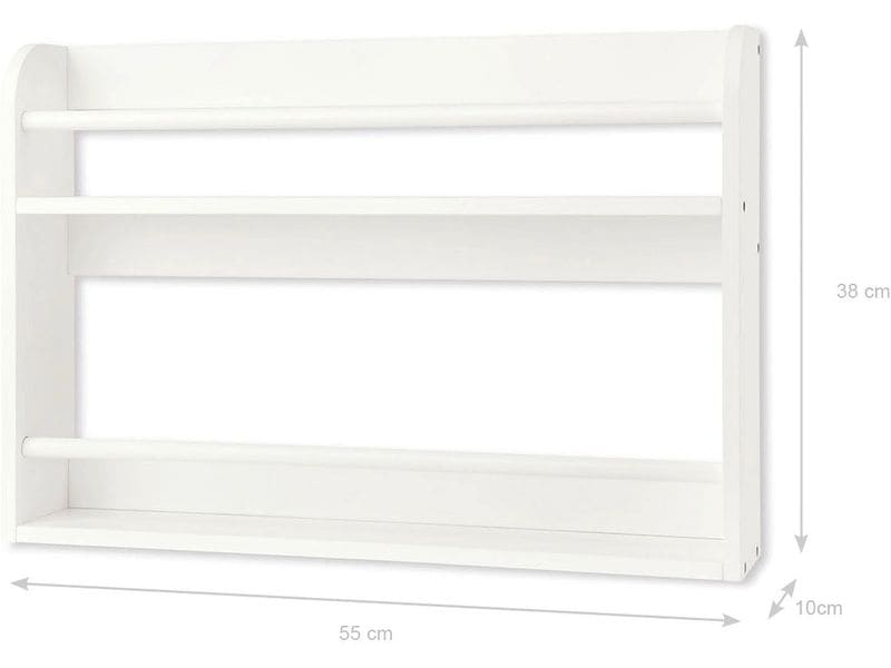 Pinolino Wandregal Jori Weiss Wand-Kinderbücherregal mit 2 Ablageflächen