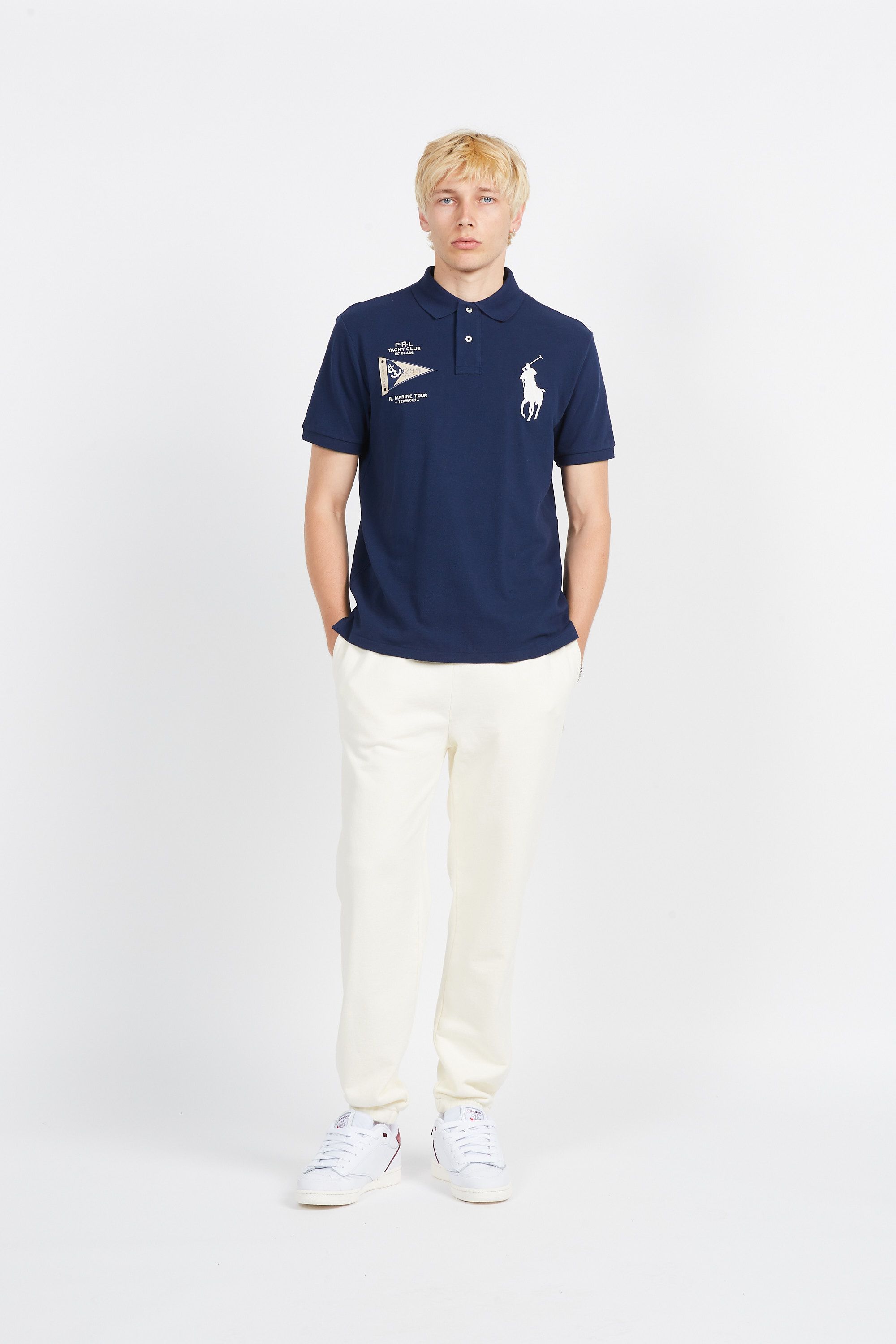 POLO RALPH LAUREN Polo manches courtes  Custom Slim Fit Big Pony Mesh Polo Shirt Bleu