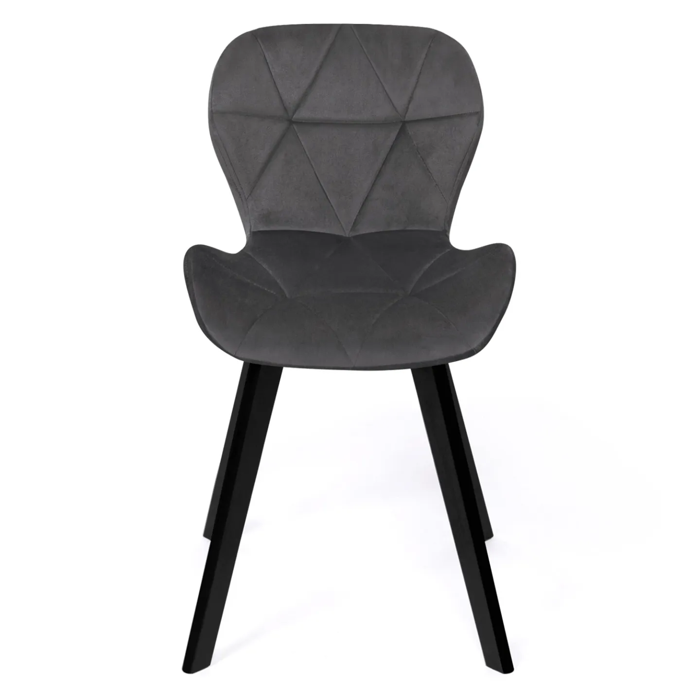 Lot de 4 chaises ROBINE en velours gris foncé pieds noirs
