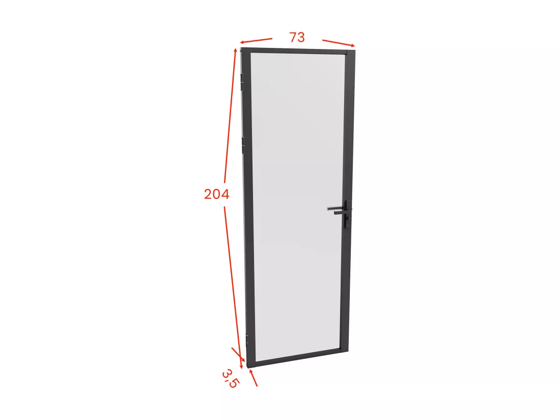Bloc porte réversible en aluminium et verre trempé dépoli - H204 x L73 cm - Noir - LOXTON