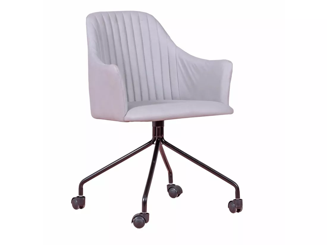 Chaise de bureau rembourrée en tissu vintage - Skyline - Gris clair