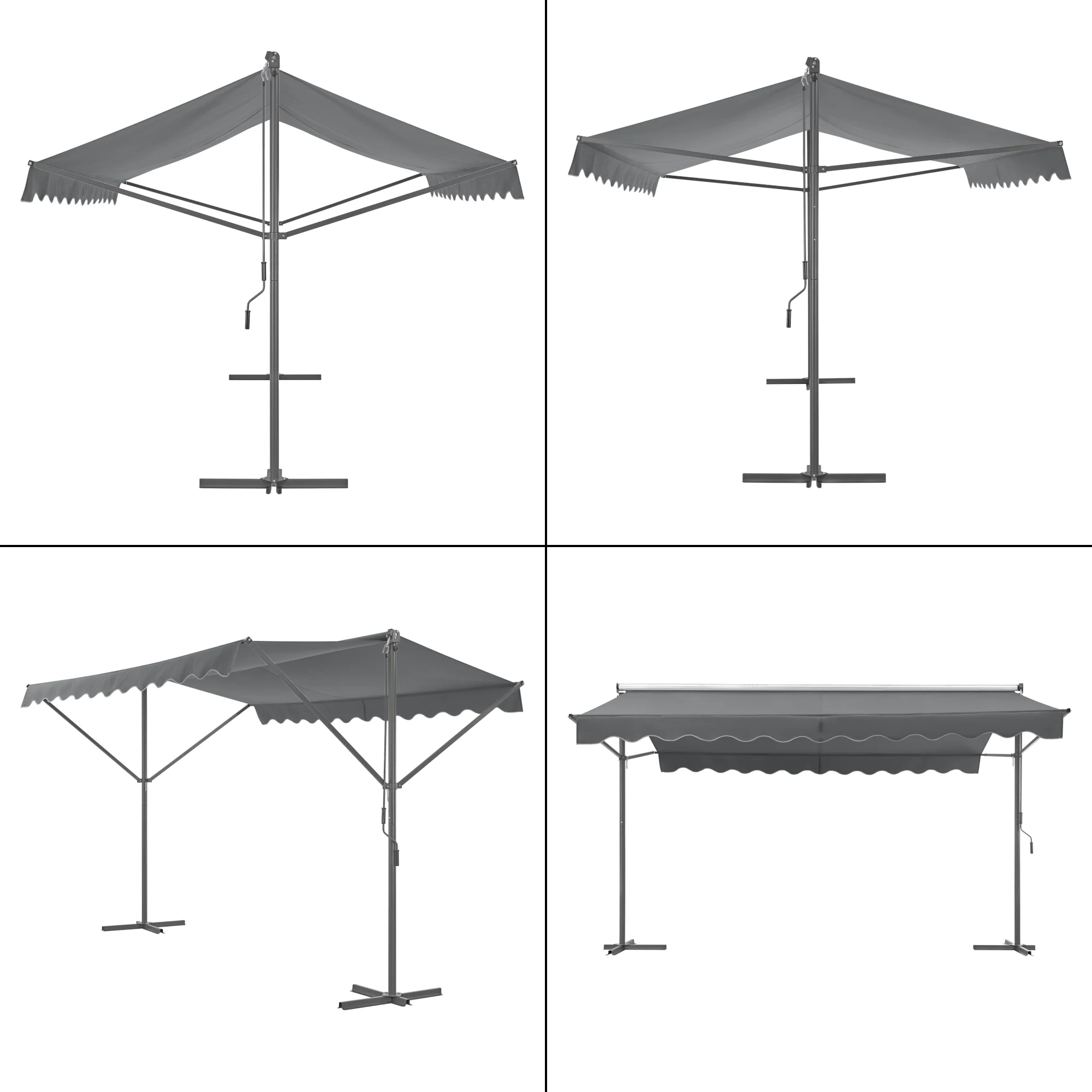 Store banne autoportant à double pente 400 x 300 x 260 cm gris foncé 03_0008294
