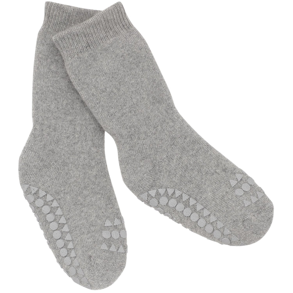 Køb Gobabygo Grey Melange Non-Slip Strømper Organic Terry Bomuld