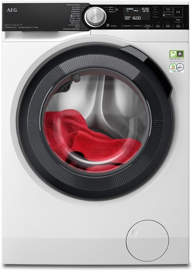 AEG Waschmaschine, WiFi,UniversalDose Schublade, 9,0 kg, Leise, Nachlegefunktion, Kindersicherung, Wasserstopp, 1600 U/min, LR8E80690