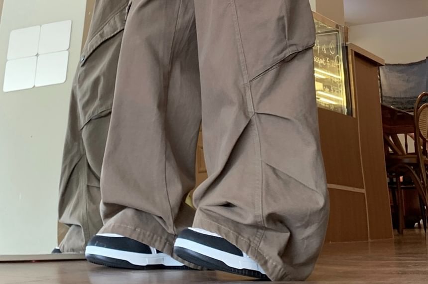 RONIN - High Rise Plain Wide Leg Cargo-broek
