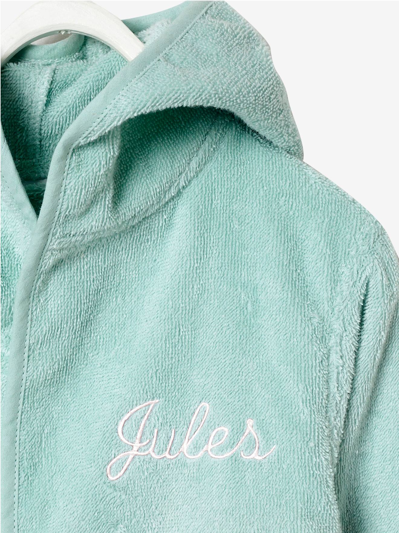 Roupão infantil personalizável com capuz, jeans azul