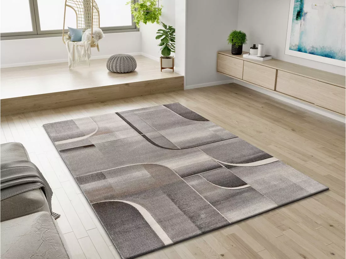 Tapis intérieur - abstrait - gris - 140 x 200 cm - MEDEL