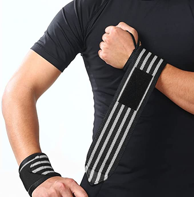 (1Paar) Unisex Handgelenk Stützen Fitness Wrist Wraps Verstellbare Crossfit Sport Bandagen - Schwarz / Grau